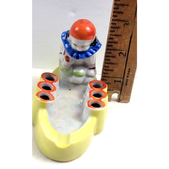 Vintage Ashtray Cigarette Holder Clown Made in Japan Ceramic Luster Bright 1950s - Picture 13 of 13